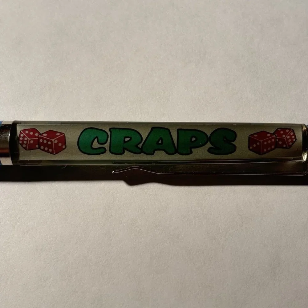 Las Vegas Craps Floaty Pen Red Dice Move by Game Table Poker Chip Stack Gambling